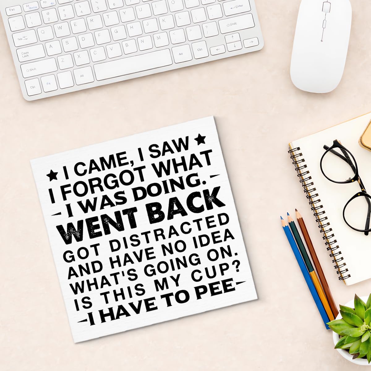 Funny ADHD Office Desk Decor Wooden Sign - Humorous Forgetful Block Box Sign Office Cubicle Decor Gag Gifts for Coworkers ADHD Friends