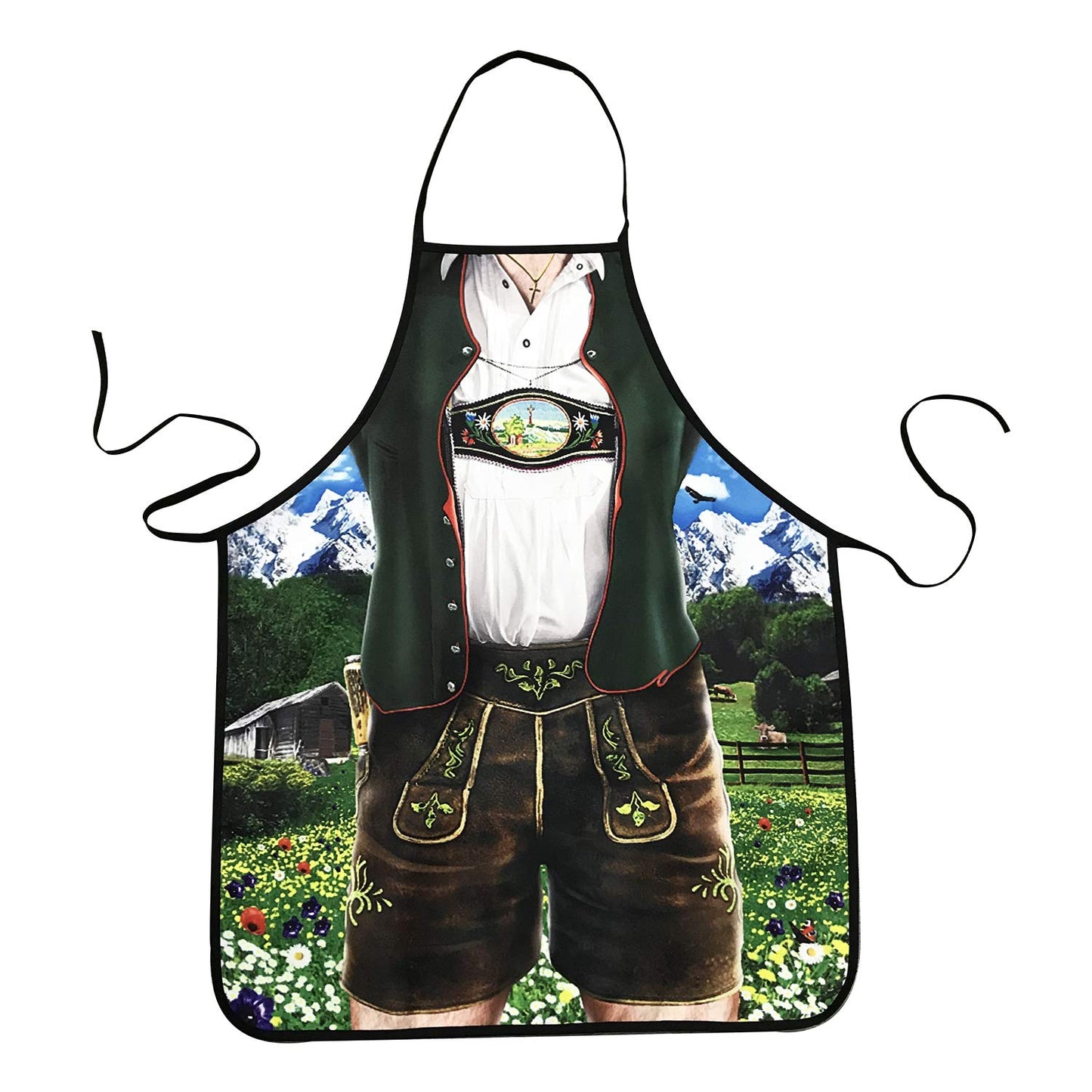 MOMOONNON Creative Bavarian Tracht Lederhosen Apron Oktoberfest Bavarian Funny Apron Kitchen Cooking Grilling BBQ Baking Aprons for Men