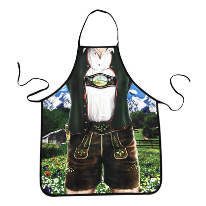 MOMOONNON Creative Bavarian Tracht Lederhosen Apron Oktoberfest Bavarian Funny Apron Kitchen Cooking Grilling BBQ Baking Aprons for Men