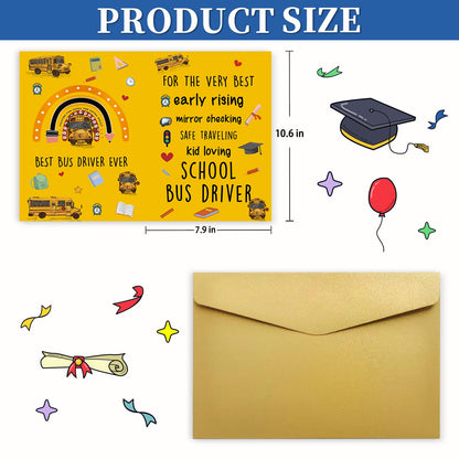 Unique School Bus Driver Thank You Card,Large Bus Driver Appreciation Cards,Thank You Card Gifts for School Bus Driver Retirement Gifts,Funny Thank You School Bus Driver Gifts