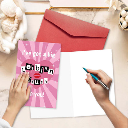 Funny Pop Culture Valentines Card for Women, Naughty VDay Gift for Wife Girlfriend, LGBTQ Valentines Card, Jokey Galentine's Day Gift Idea, I've Got a Big Lesbian Crush On You!