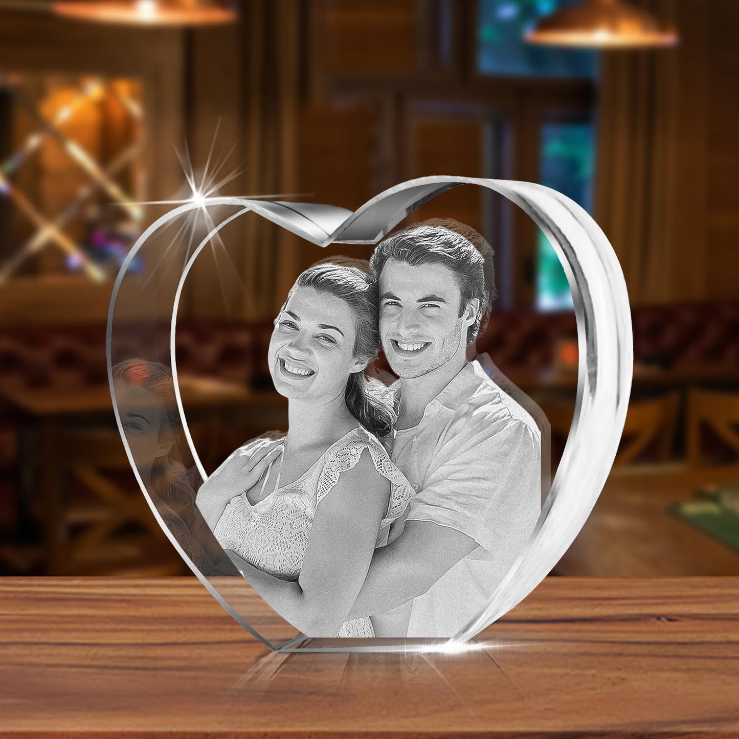 HAN'S LASER 3D Crystal Photo, Personalized Gift with Your Own Photo, Unique Mother’s Day,Birthday Gift for Women, Mother, Wife, Husband, Men(Small Heart)