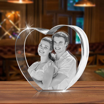 HAN'S LASER 3D Crystal Photo, Personalized Gift with Your Own Photo, Unique Mother’s Day,Birthday Gift for Women, Mother, Wife, Husband, Men(Small Heart)