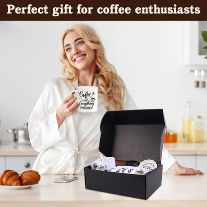 Coffee Lover Gifts, Coffee Gift Basket Set Includes Mug Spoon and Spoon Rest Towel Scented Candles Drying Mat Socks Birthday Christmas Gift Ideas for Women Men