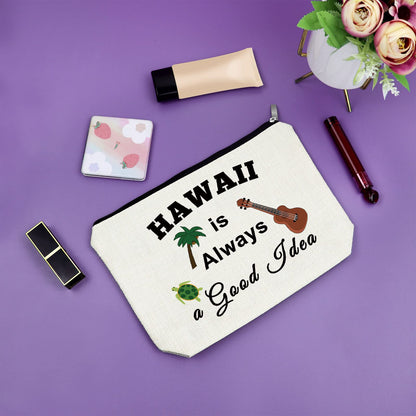 Hawaii Themed Makeup Bag - Beach Essentials for Women's Trips & Gifts
