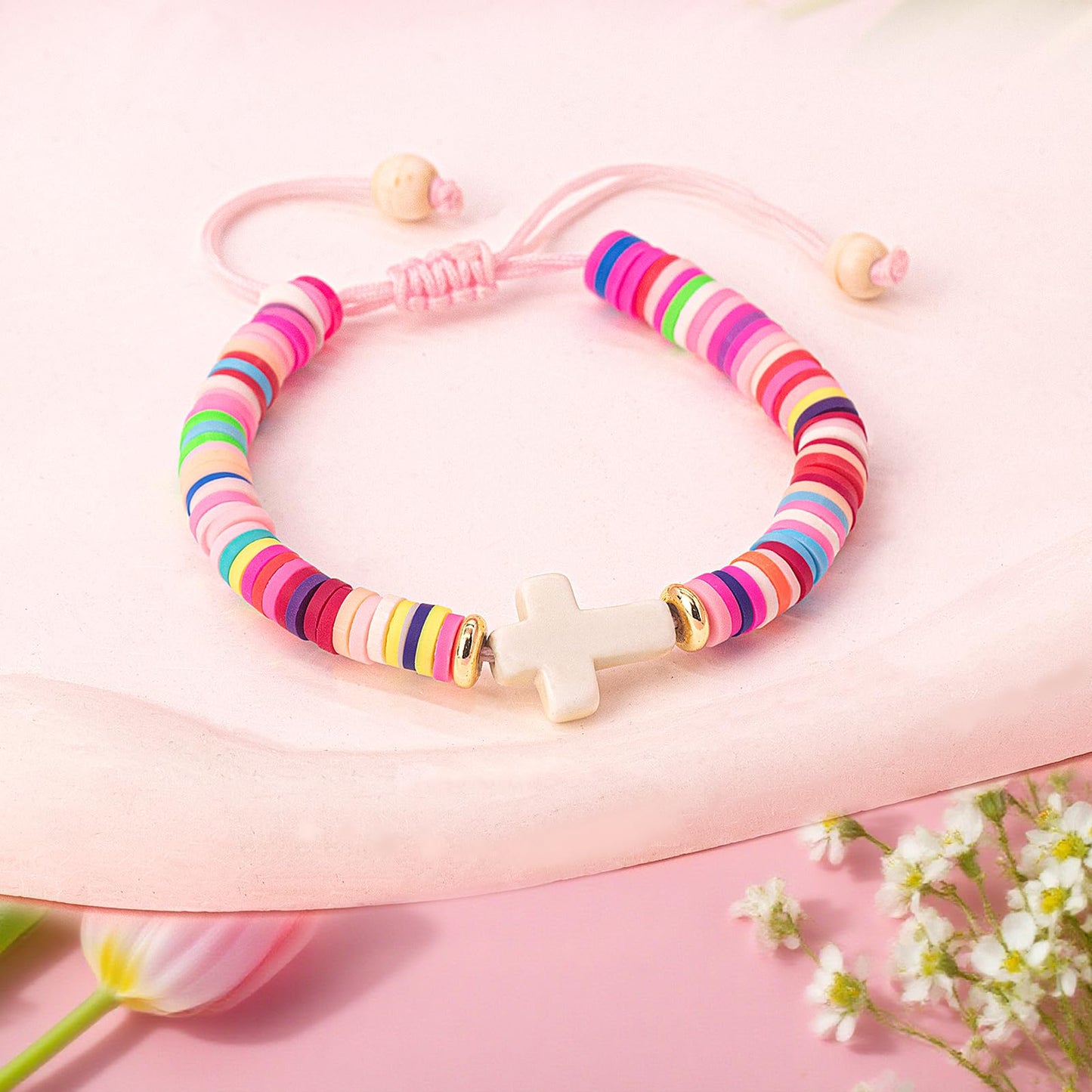 Handmade Gifts for Kids/Girls/Teens/Women-Cute Cross Bracelet First Communion Baptism Confirmation Graduation Gifts, Colorful Religious Bracelets Christian Jewelry Jesus Faith Trendy Stuff