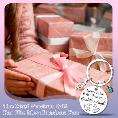 Sweet 16 Gifts for Girls 16th Birthday Gifts for Girls 16 Year Old Girl Birthday Gift Ideas Sweet Sixteen Party Decoration Guardian Angel Keychain Never Drive Faster Than Your Guardian Angel Can Fly