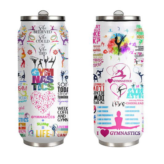 Gymnastics Tumbler Cup With Lid,Gifts For Gymnast Gymnastic Birthday Gift Stainless Steel Vacuum Coffee Mug Cup Gymnastic Gifts For Women Girls 17 Oz