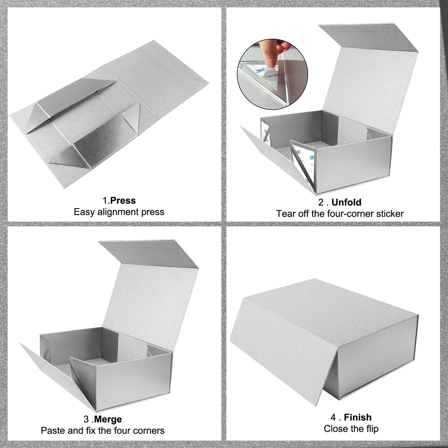 LumyHavver Elegant Silvery Gift Box Perfect for Commemorative Gifts, Groomsmen Gifts, and All Occasions
