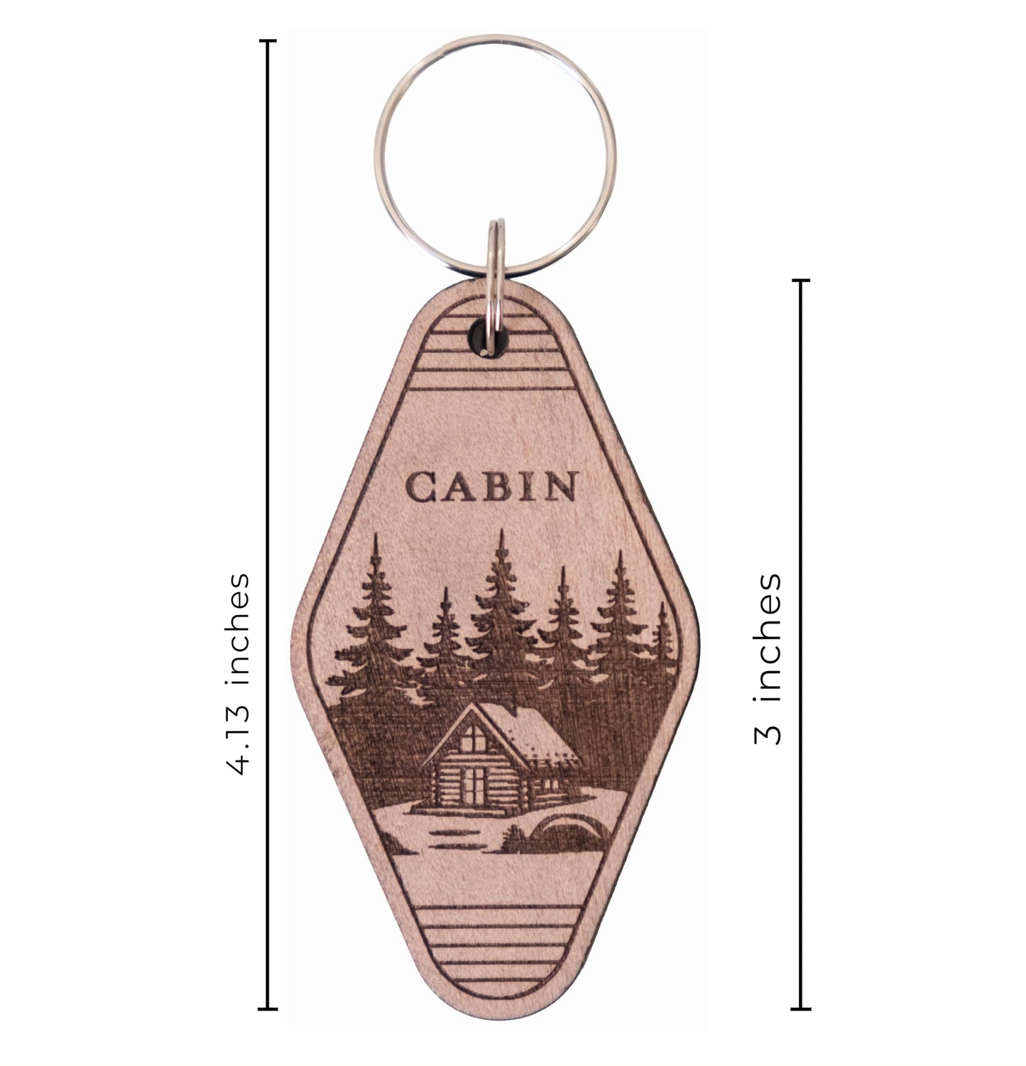 (2 Pack) Cabin Keychain – Double-Sided Laser Engraved – Real Wood – Rustic Cabin Gift