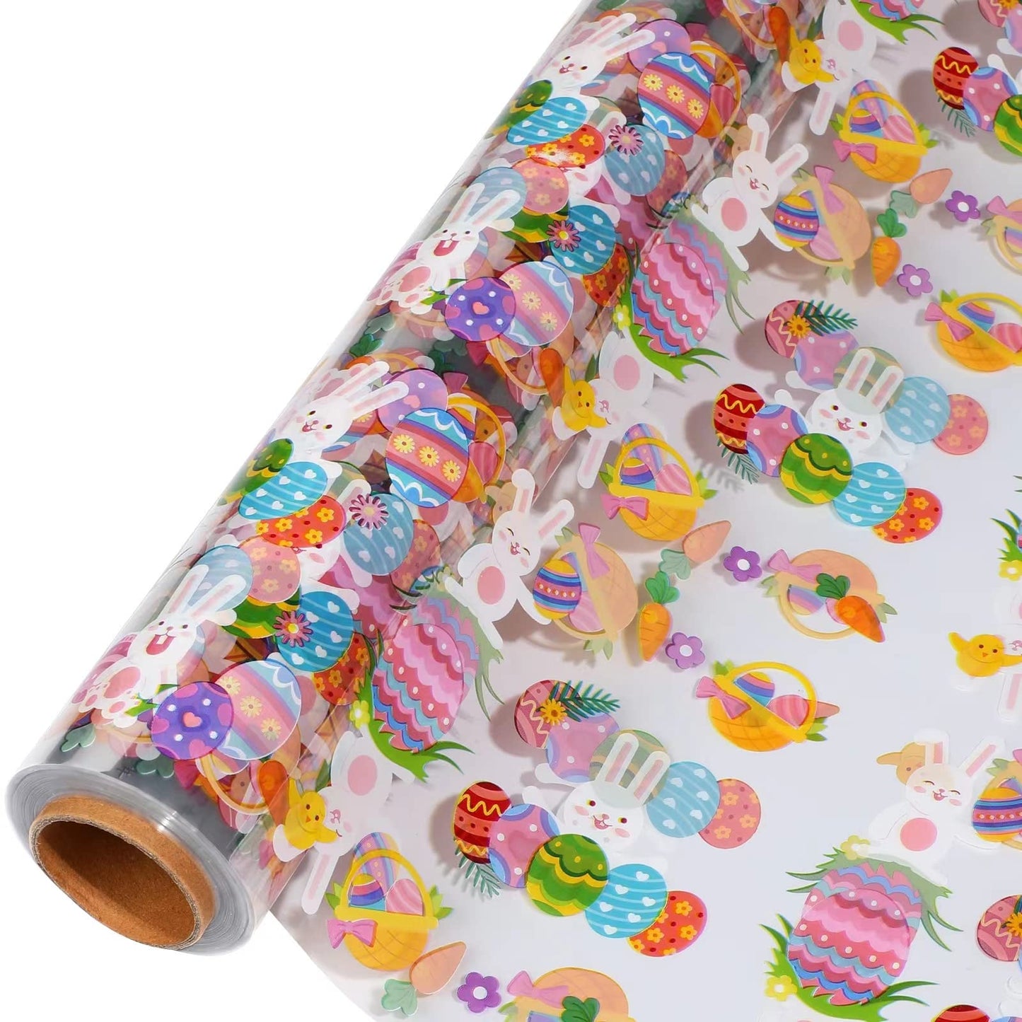 shareluck 100ft Easter Cellophane Wrap - Easter Cello Wrapping paper for Gift Baskets, Treat-Bunny & Eggs Cellophane. (100ft Long x 16” Wide)
