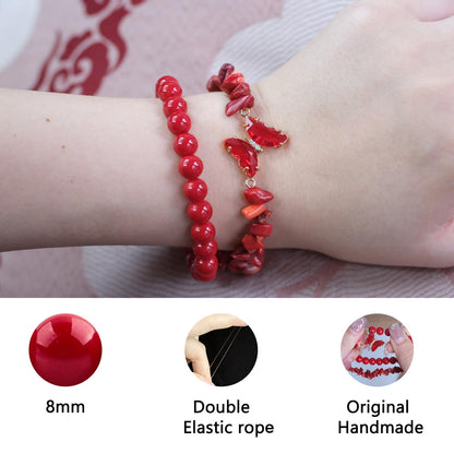 Handmade Jade Bracelet Healing Reiki Crystal Couple - Butterfly Charm Jade Stone, Positive Energy Good Luck for Wealth Money Jewelry