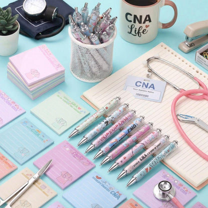 AmazingSpark 24 Sets CNA Week Gifts Certified Nursing Assistant Appreciation Gift Include Funny Ballpoint Pens and Sticky Notes for CNA Rn Nursing Student Graduation Office Essentials Nurse Week Gift