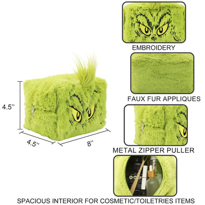 Bioworld The Grinch Big Face Character Women's Green Cosmetic Toiletry Bag