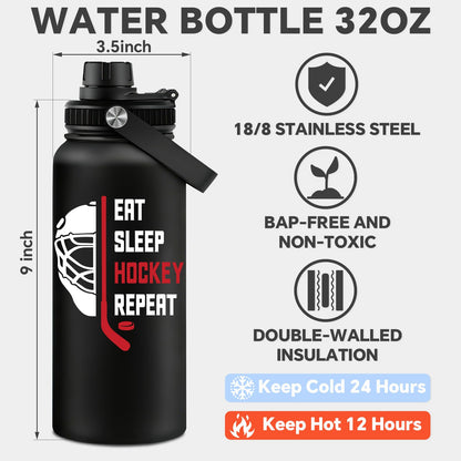 Fufandi Hockey Gifts for Men - Hockey Mom Gifts, Gift Hockey Player for Men Boy - Hockey Lover Sports Love Travel Water Bottle 32oz