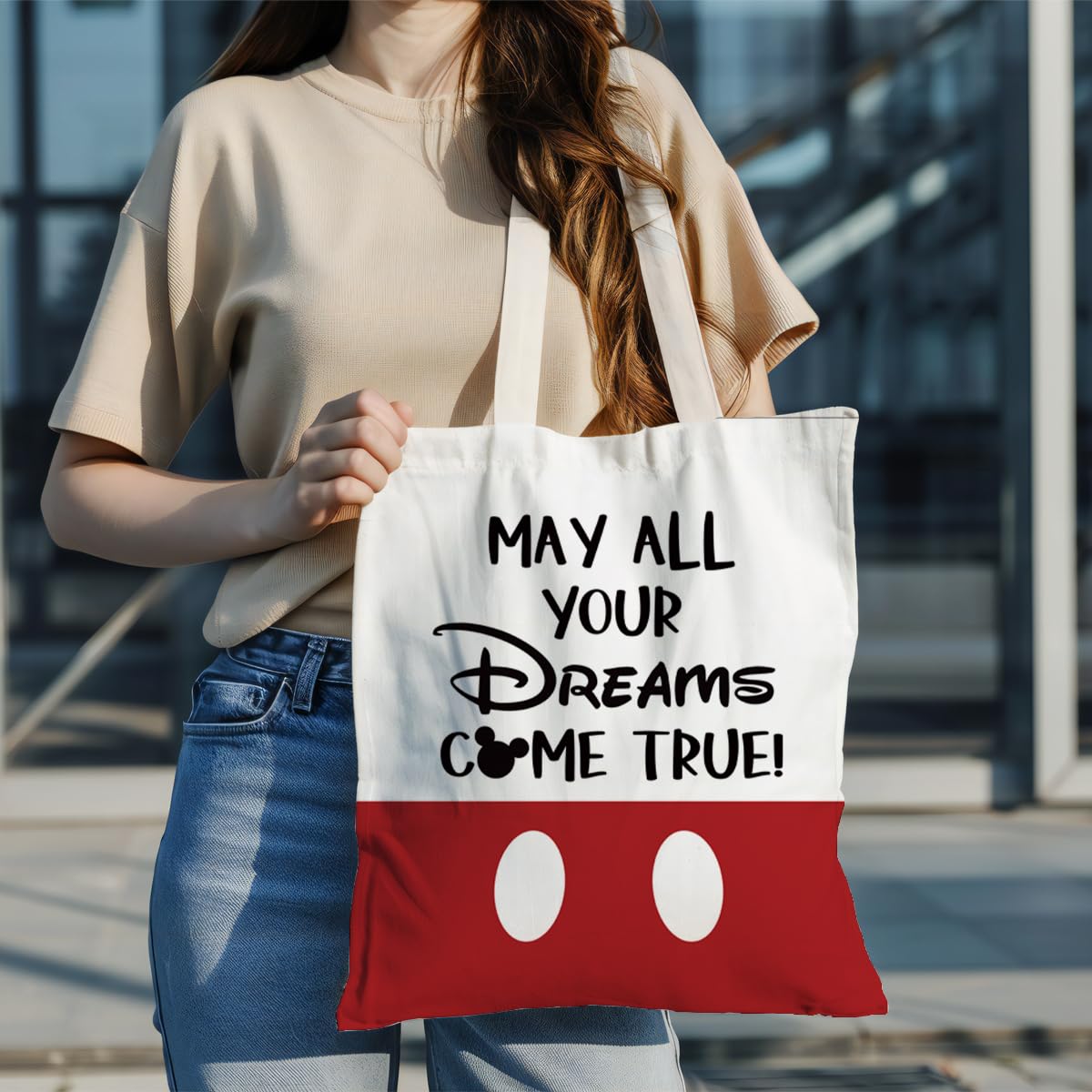 Inspiring Cute Canvas Tote Bag, Reusable, Suitable For Friendship Gifts, Leisure Vacation, Shopping, Work