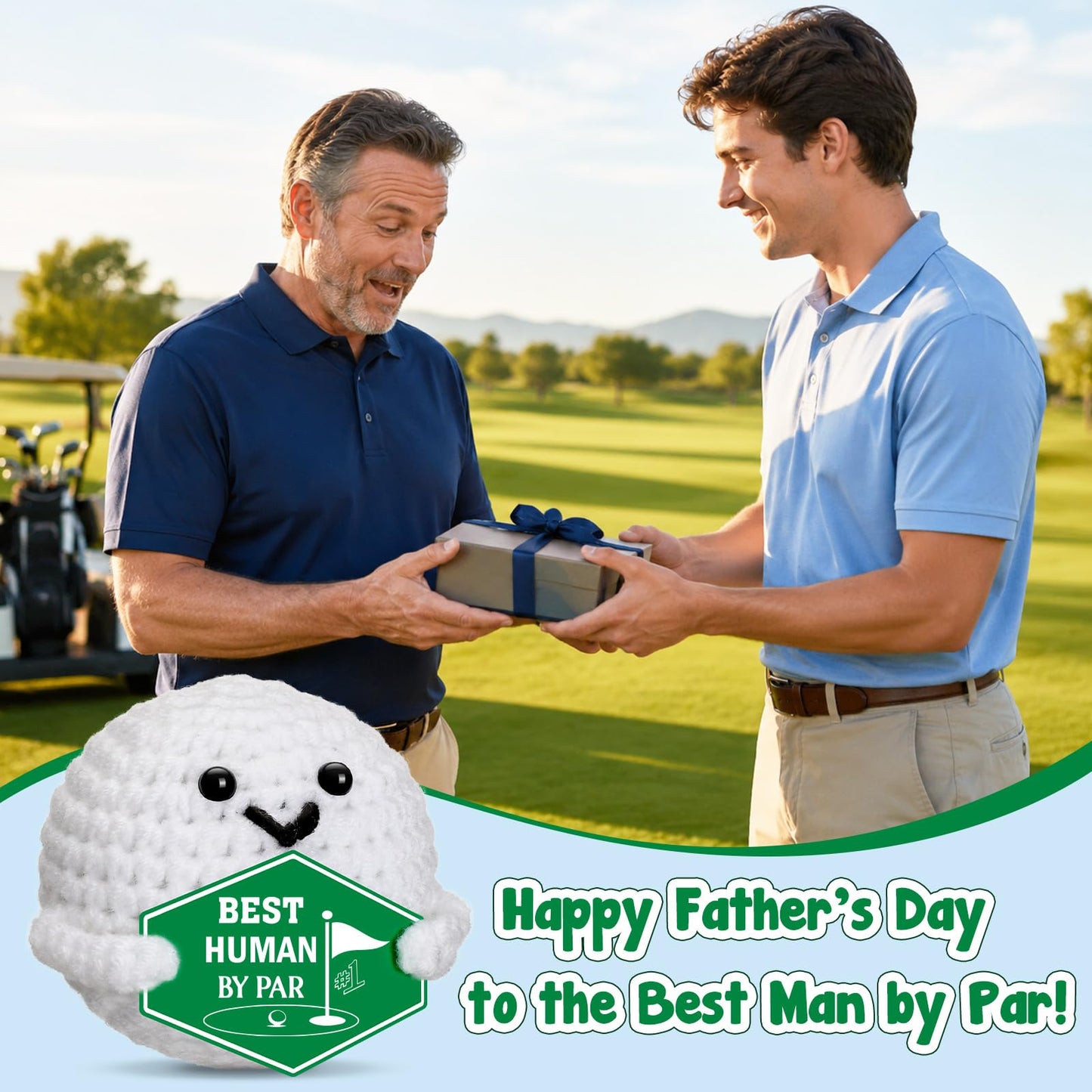 Golf Gifts for Men Fathers – Fathers Day Father's Day Funny Crochet Golf Ball Accessories Birthday Positive Graduation Gift for Him Boys Boyfriend Son Golfers Coworker Male Grandpa Women