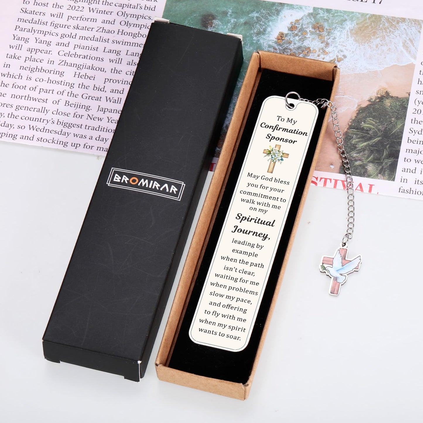 Confirmation Sponsor Gifts for Women Men, Christian Catholic Confirmation Sponsor Gifts Bookmark, Thank You Bookmark Gift for Sponsors Godfather Godmother, Sponsors Appreciation Gift from Candidate