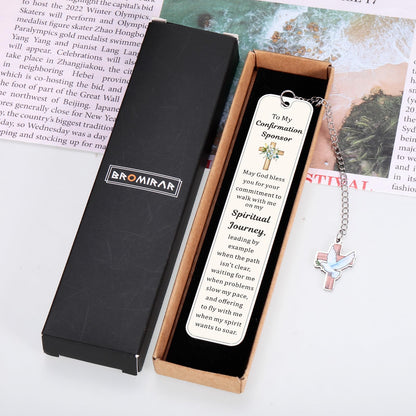 Confirmation Sponsor Gifts for Women Men, Christian Catholic Confirmation Sponsor Gifts Bookmark, Thank You Bookmark Gift for Sponsors Godfather Godmother, Sponsors Appreciation Gift from Candidate