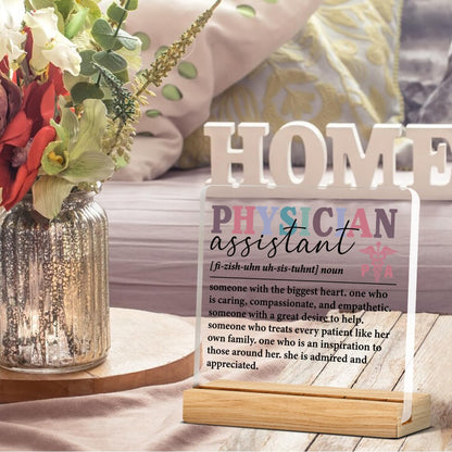 Physician Assistant Gifts for Women, PA Gifts Physicians Assistant Gifts, Thank You Gifts for Physician Assistant Acrylic Desk Plaque Sign 4 x 4 Inches
