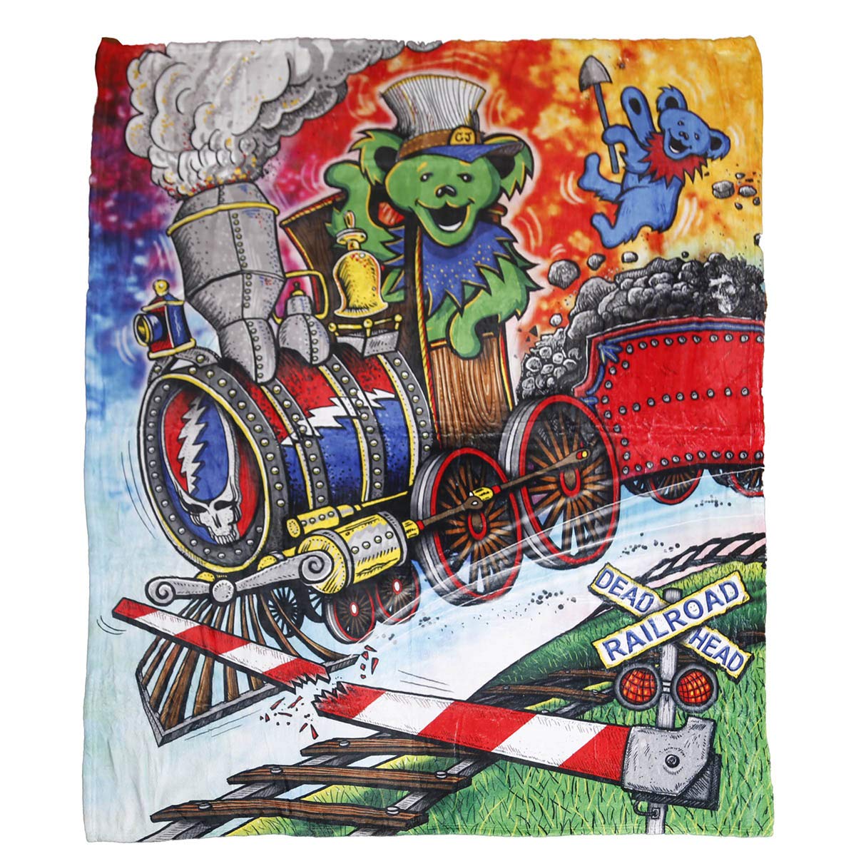 Grateful Dead Cozy Fleece Throw Blanket 50x60 Inches - Casey Jones Bears