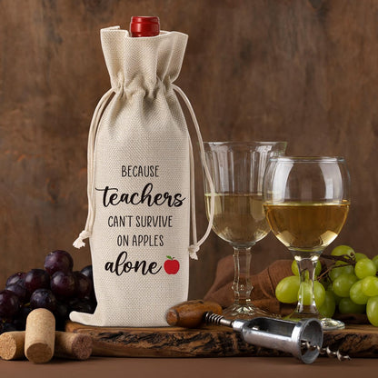 Funny Teacher Gifts for Women, Teacher Wine Bag, Teachers Valentines Day Retirement Appreciation Birthday Gifts for Teachers，Teachers Wine Bottle Bags