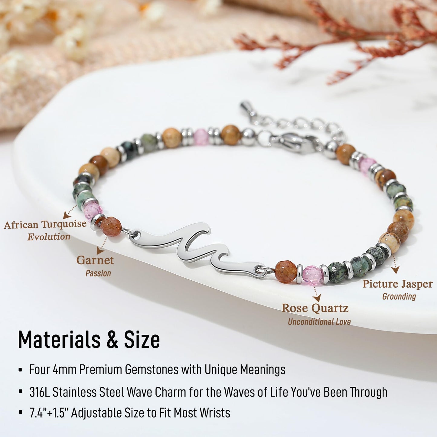TONY & SANDY Friend Gifts for Women, Unique Birthday Gifts for Women, Sister Gift from Sister, Wave Bracelet, Christmas Graduation Mothers Day Gift for Her, Bestie Friendship Bracelets