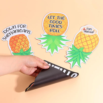 4 Pcs Upside Down Pineapple Magnet - Pineapple Decor Magnetic Stickers for Cruise Doors, Cabin，Refrigerators, and Cars