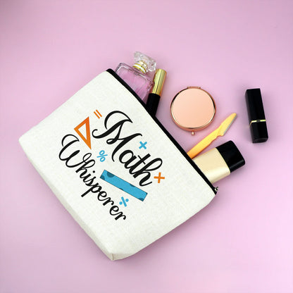 Mxrymvu Math Teacher Cosmetics Bag Math Lover Gift Makeup Bag Funny Teacher Appreciation Present from Student Teacher's Day Birthday Present for Mathematician Travel Makeup Pouch