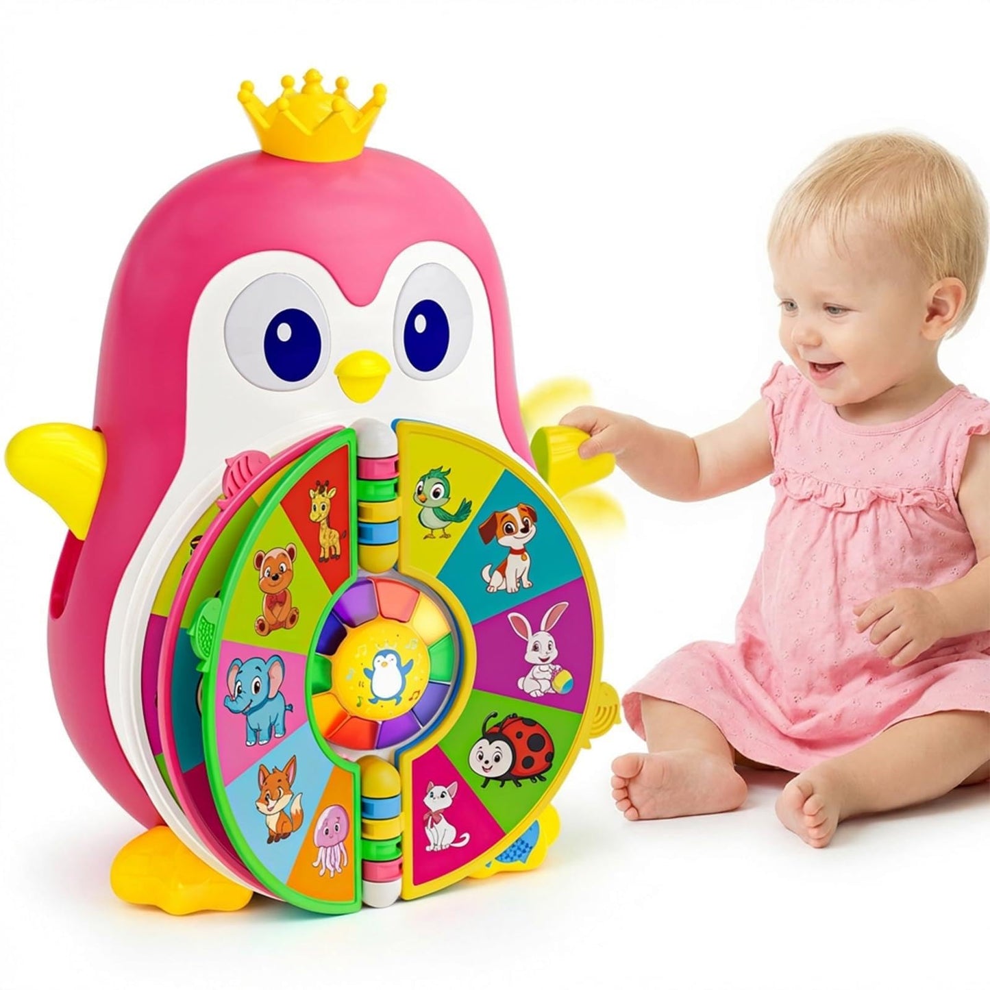 ToddlerCley Musical Penguin Toys for 1 Year Old Girl Gifts, Learning Educational Baby Toys for 1-3 Year with 5 Themes, Sound & Light, First Word Teaching 12-18 Months, 1st Birthday Girl Boy Gifts