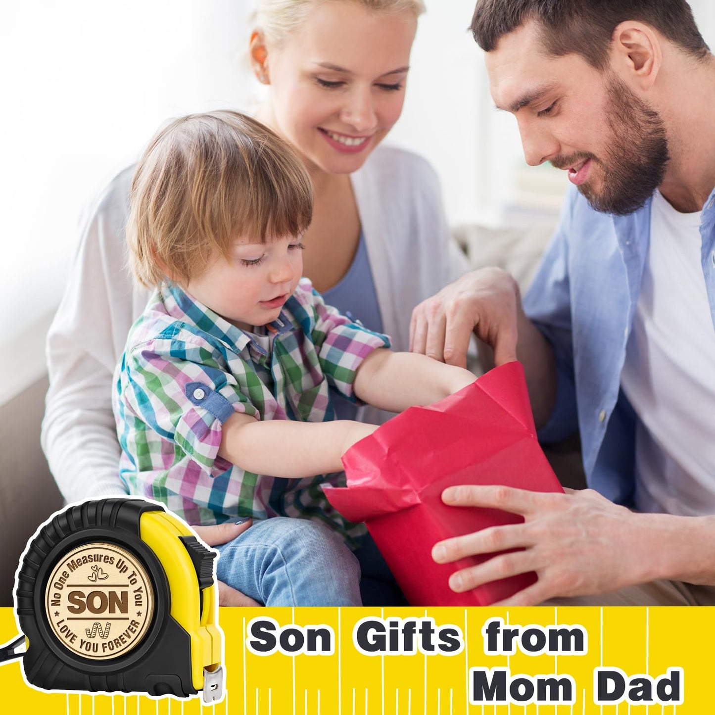 Son Gifts from Mom Dad, Birthday Gifts for Son, Gifts for Son, to My Son Birthday Graduation Wedding Gifts for Teens Adult Son in Law Bonus Step, Funny Engraved 10 FT Tape Measure Useful Tools