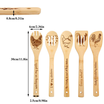 Chicken Wooden Spoons for Cooking Mothers Day Chicken Decor Chicken Kitchen Accessories Rooster Kitchen Decor Farmhouse Chicken Stuff Mothers Day Chicken Gifts for Women