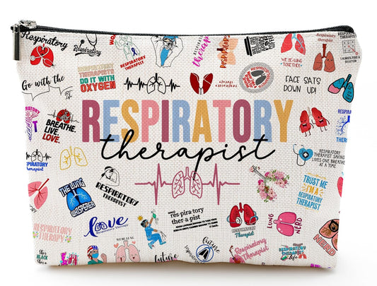 Respiratory Therapist Gifts Makeup Bag Respiratory Therapist Gifts RT Gift for Women Work Adult Humor Employee Pulmonology Nurse Coworker Graduation Birthday