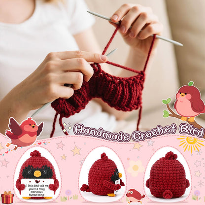 MY-ALVVAYS Mini Crochet Figurine Collectible Doll, Red Bird Thank You Gifts for Women, Teacher Appreciation Gifts Birthday Graduation, Woman Man Male Female Emotional Gifts