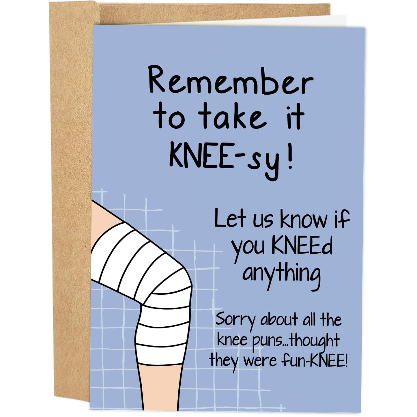 Funny Knee Get Well Soon Card for Men Women, Knee Replacement Card Gift for Patient, Speedy Surgery Recovery Cards for Him Her