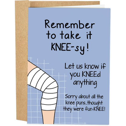Funny Knee Get Well Soon Card for Men Women, Knee Replacement Card Gift for Patient, Speedy Surgery Recovery Cards for Him Her