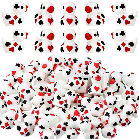 Soulchen 50 Pcs Mini Casino Resin Ducks Bulk Tiny Poker Ducks Casino Party Gifts Little Small Animals Miniature Figurines Charms Poker Chip Ornament for DIY Cake Decor Theme Birthday Party Gift