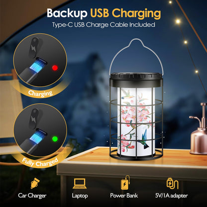 Hummingbird Solar Lanterns Outdoor Waterproof, Solar & USB Dual Charging Options, Garden Decor Hanging Lights, Gifts for Mom Wife Grandma Daughter Friends Sister