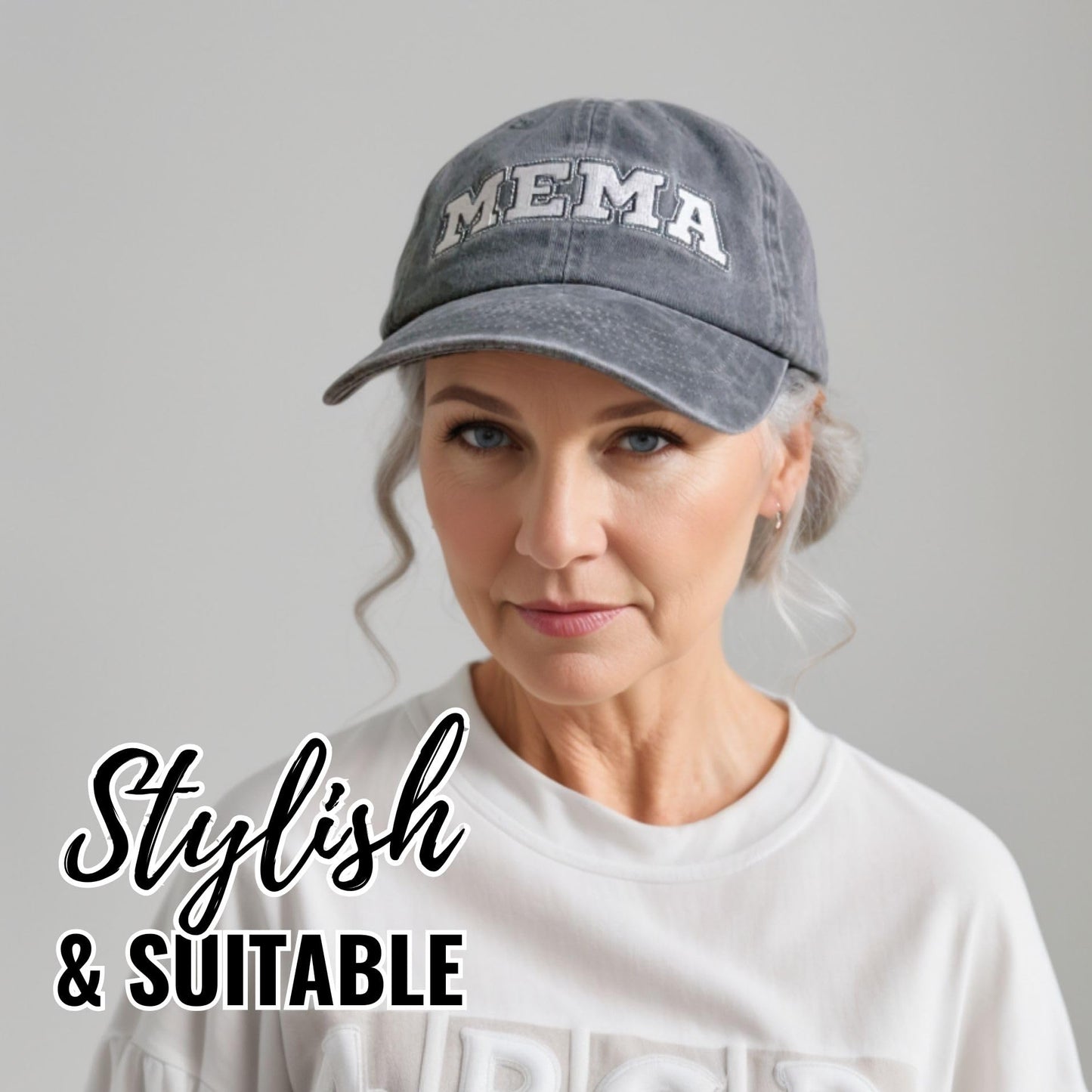 InnoBeta Mema Gifts Cap for Grandma, Funny Adjustable Embroidered Hat Gifts for Birthday, Christmas, Grey