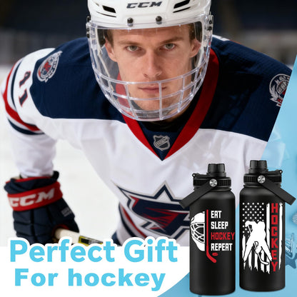 Fufandi Hockey Gifts for Men - Hockey Mom Gifts, Gift Hockey Player for Men Boy - Hockey Lover Sports Love Travel Water Bottle 32oz