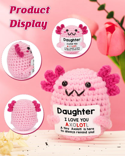Daughter Gifts from Mom, Crochet Axolotl for Mothers Day, Teen Girl Trendy Stuff, Birthday Christmas Valentines Basket Stuffers for Tweens Kid