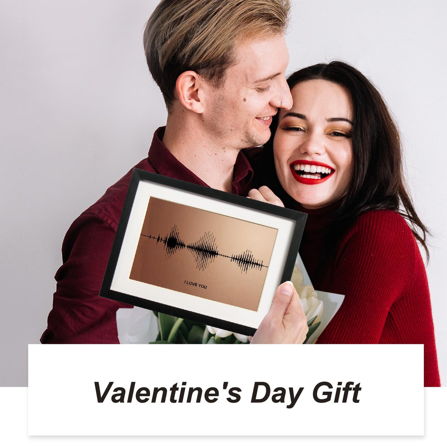IGREAN I Love You Soundwave Art, Visible Voice Print, Bronze Gift for 8th Anniversary her him Husband Wife, Mother 's Day Gift