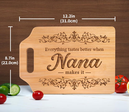 AceThrills Nana Gifts for Nana Birthday Gifts from Grandkids - Engraved Bamboo Cutting Board 12.3"L x 8.7"W x 0.4"Th