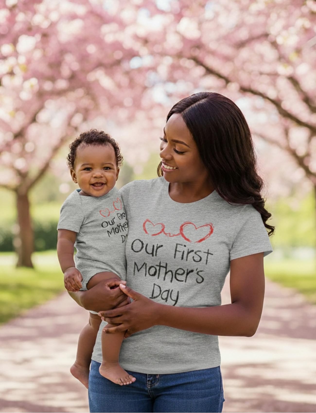 Tstars Our First Mother's Day Mom and Baby Matching Shirts - Mommy and Me Outfit Gift for New Moms and Infant