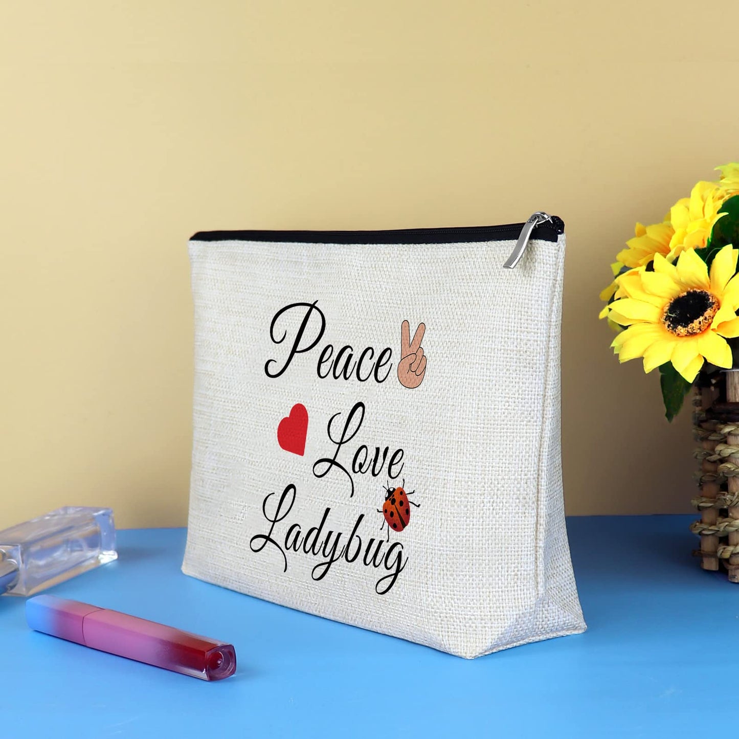 Ladybug Lover Gift Ladybug Makeup Bag for Women Good Luck Ladybug Gift Lady Bug Gift Cosmetic Bag Inspirational Gift Motivation Gift for Girl Birthday Christmas Gift for Friend Daughter Sister