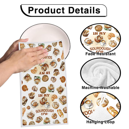 Funny Sourdough Baking Kitchen Towels, 6 PCS Tea Bread Kitchen Hand Towels, Absorbent Sour Dough Proofing Flour Sack Hand Dish Towel for Baking Lover Gifts Women Men Chef Tea Cloths Home Decor Gifts
