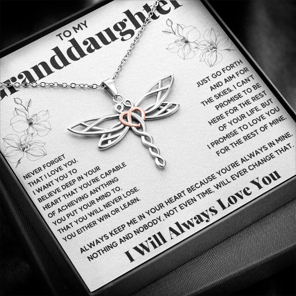 OC9 Gifts Granddaughter Necklace Gift from Grandma or Grandpa with Message Card and Gift Box for Birthday, Graduation and Christmas