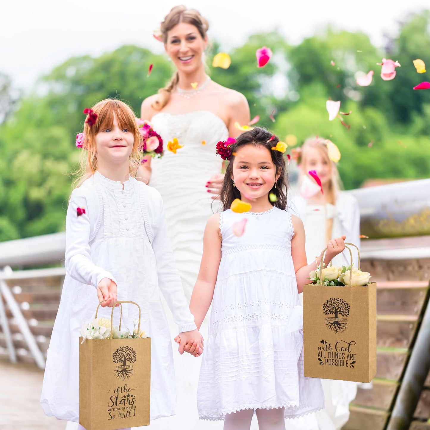 60 PCS Christian Gift Bags Bulk Religious Brown Kraft Paper Bags with Handles Bible Verse Inspirational Designs for Church Welcome Gifts Pastor Family Baptism Reunion
