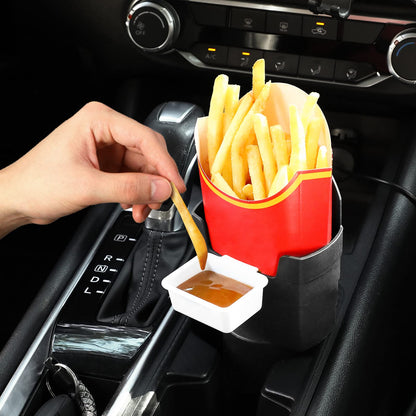 French Fry Holder and Sauce Holder Set for Car, Funny Useful White Elephant Gift Idea for Adults, Stocking Stuffer for Men and Women (1)