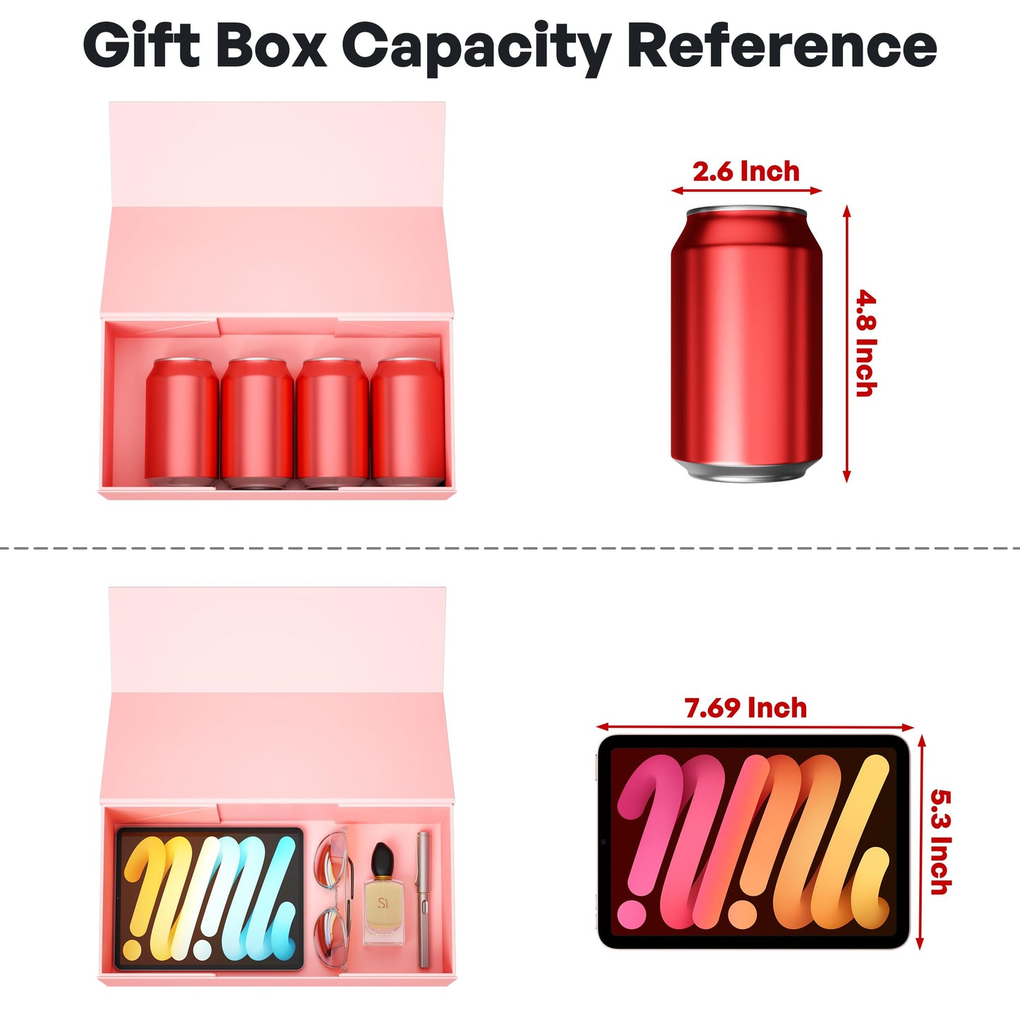 RYDDOY Pink Gift Box, 12x6x4'' Gift box for Presents with Lids Magnetic Closure Rectangle Collapsible for Bridesmaid Proposal Box, Wedding, Christmas, Halloween, Birthday Gift Packging
